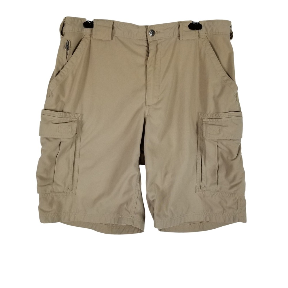 Duluth Trading Co Cargo Shorts Mens XL Tan Nylon Multi-Pocket Hiking Workwear